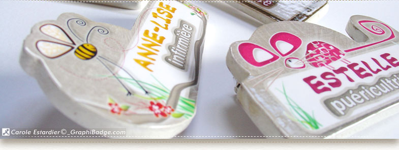 Création badges infimiers nominatifs personnalisés, infirmière