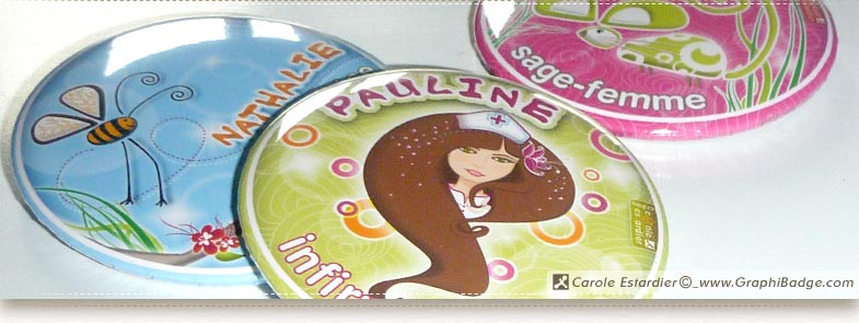 Création de badges rond avec prénom personnalisable original, infirmier
