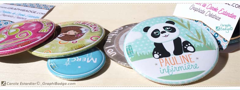 Création de badges artisanaux métal personnalisés fait main, infirmière