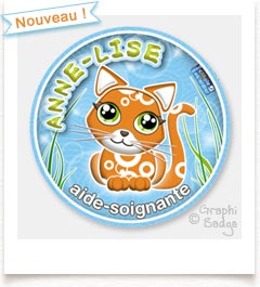badge aide-soignante chat