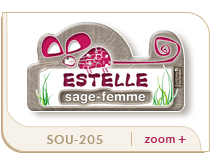 badge souris rose